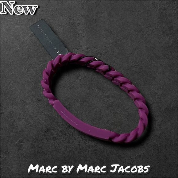 New NWT Marc By Marc Jacobs PLUM Standard Supply Braided Silicone Bracelet - Picture 2 of 5